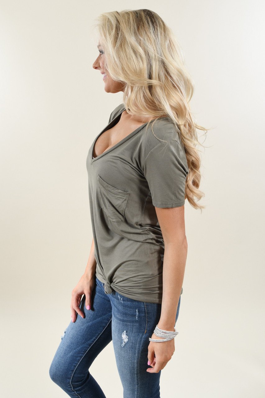Keeping You Forever Pocket Top ~ Olive