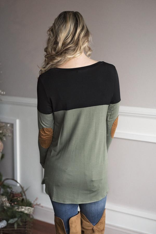 Suede Pocket Top - Olive