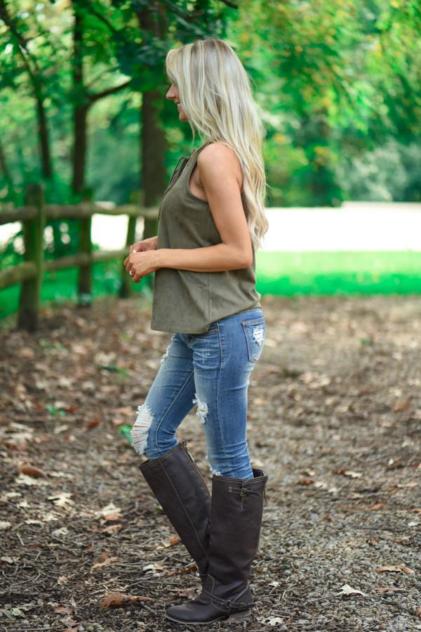 Per-Suede Me Tank - Olive