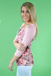 My Favorite Floral 3/4 Sleeve Top - Blush