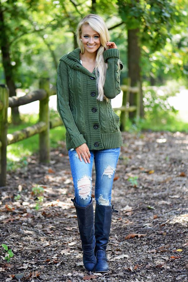 Faux Fur Lined Olive Top