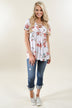 Favorite Lace Up Top ~ Floral Ivory