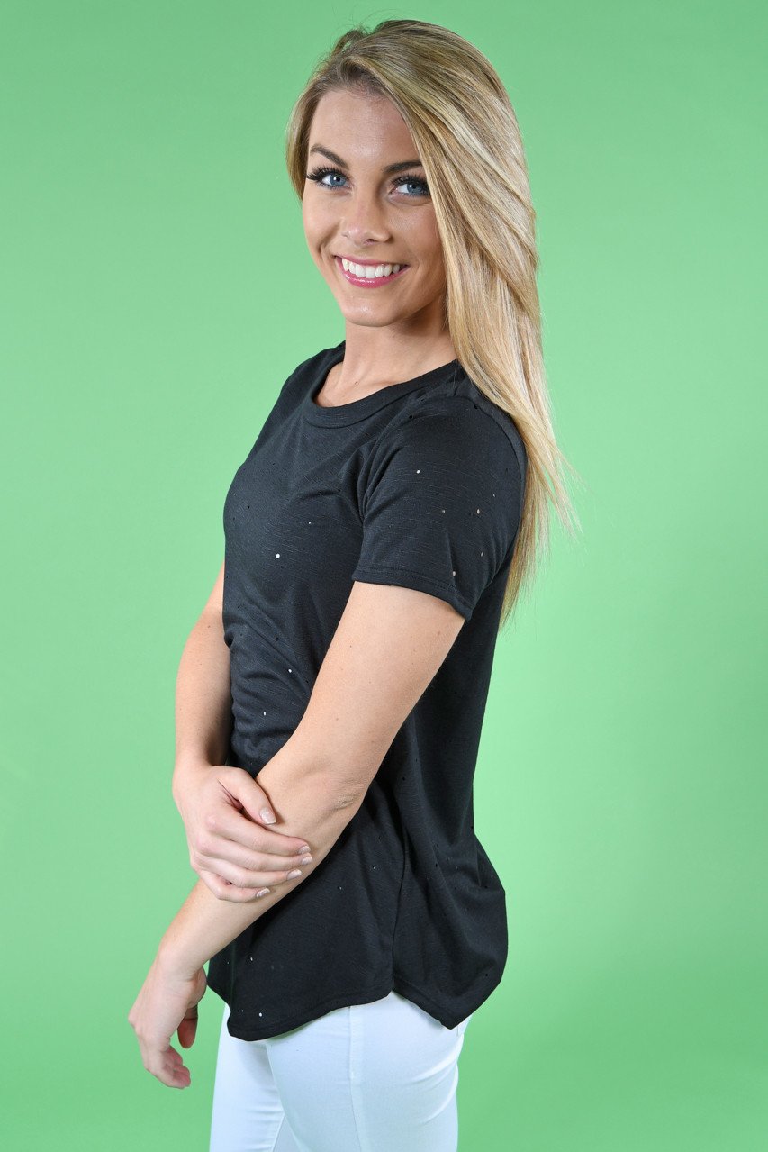 Feeling Holey Top ~ Black