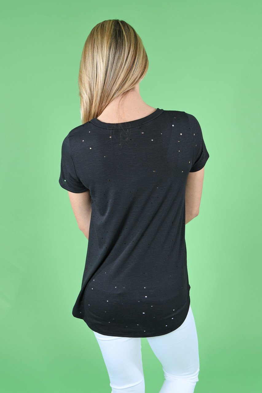 Feeling Holey Top ~ Black
