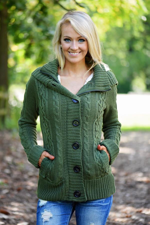 Faux Fur Lined Olive Top