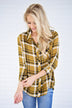 Essential Mustard Plaid Button Up Top