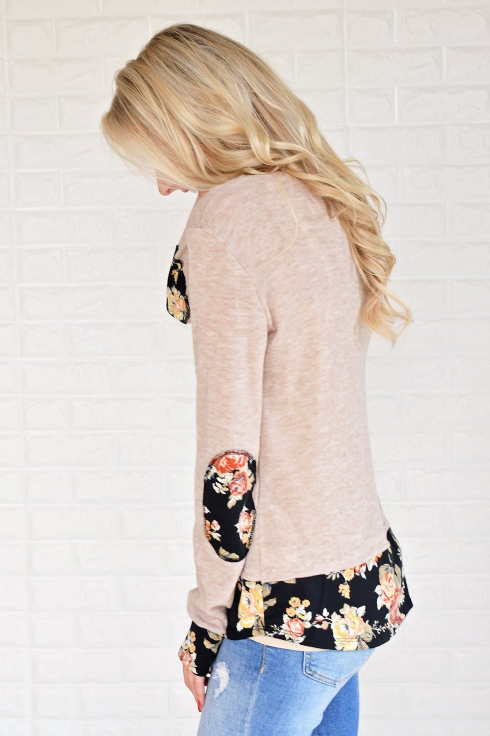 Lucky in Floral Top ~ Taupe