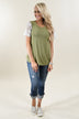 It's All Cool Detail Sleeve Top ~ Olive
