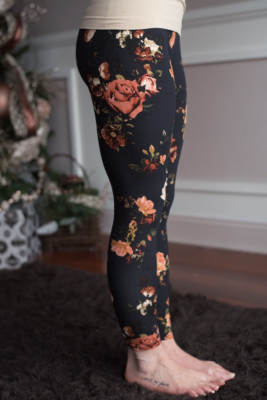 Floral Leggings ~ Black