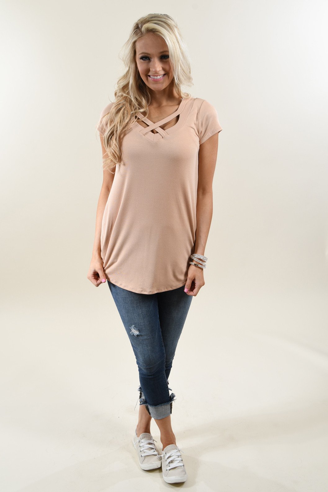 The Promise Criss Cross Top ~ Taupe