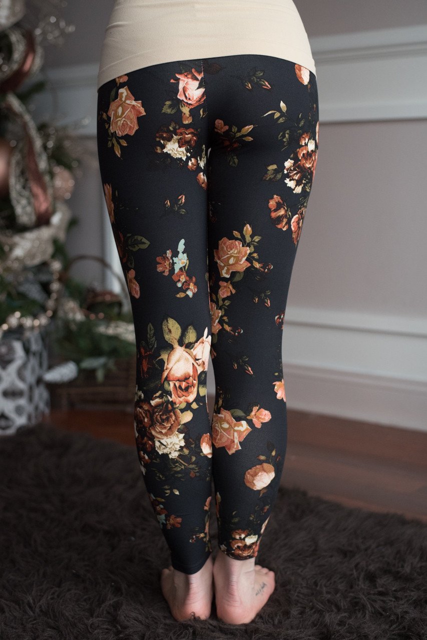 Floral Leggings Black