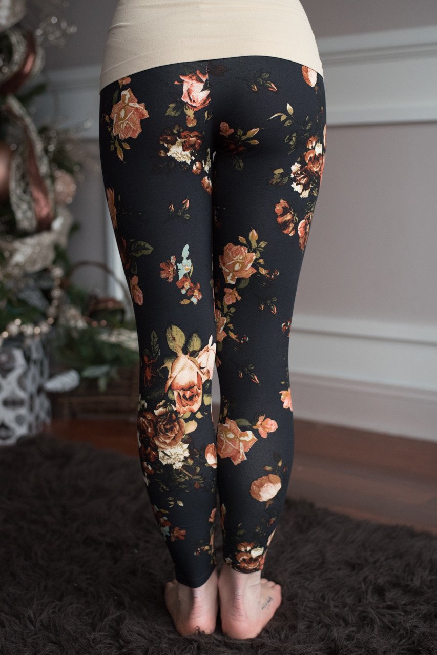 Floral Leggings ~ Black – The Pulse Boutique