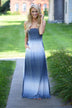 Strapless Ombre Maxi Dress - Blue
