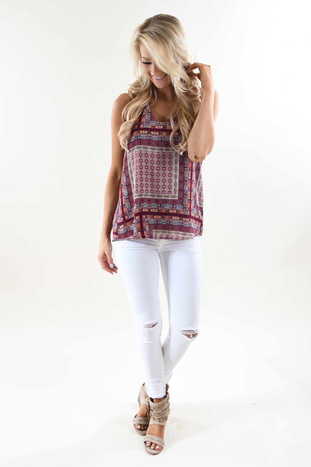 Ethnic Print Tank Top
