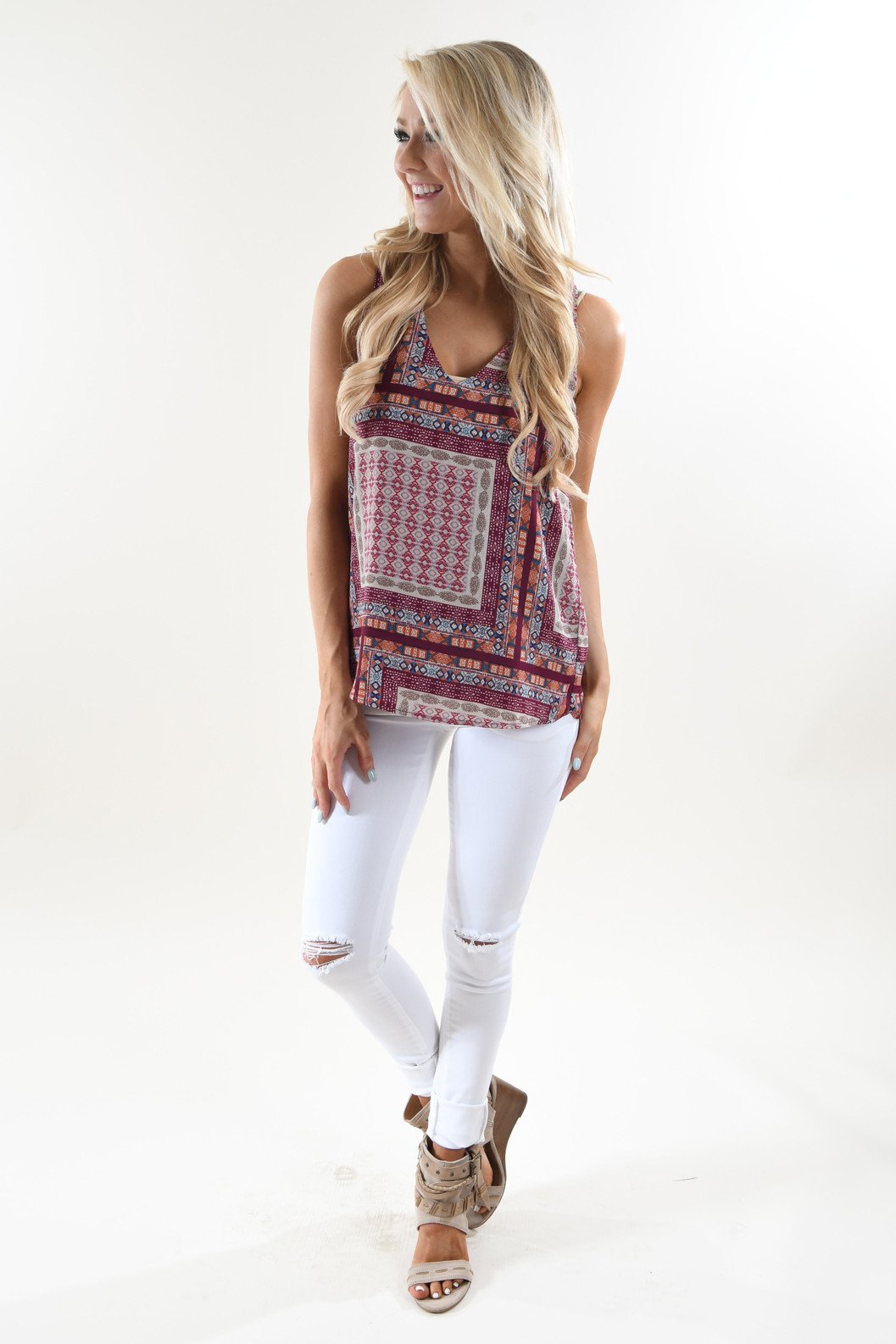 Ethnic Print Tank Top