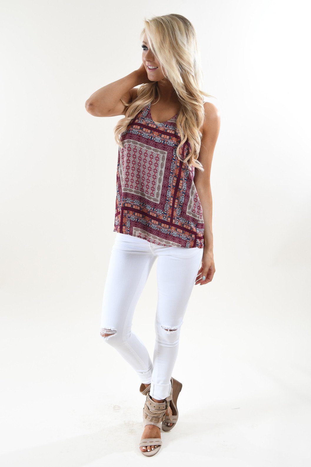 Ethnic Print Tank Top