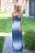 Strapless Ombre Maxi Dress - Blue