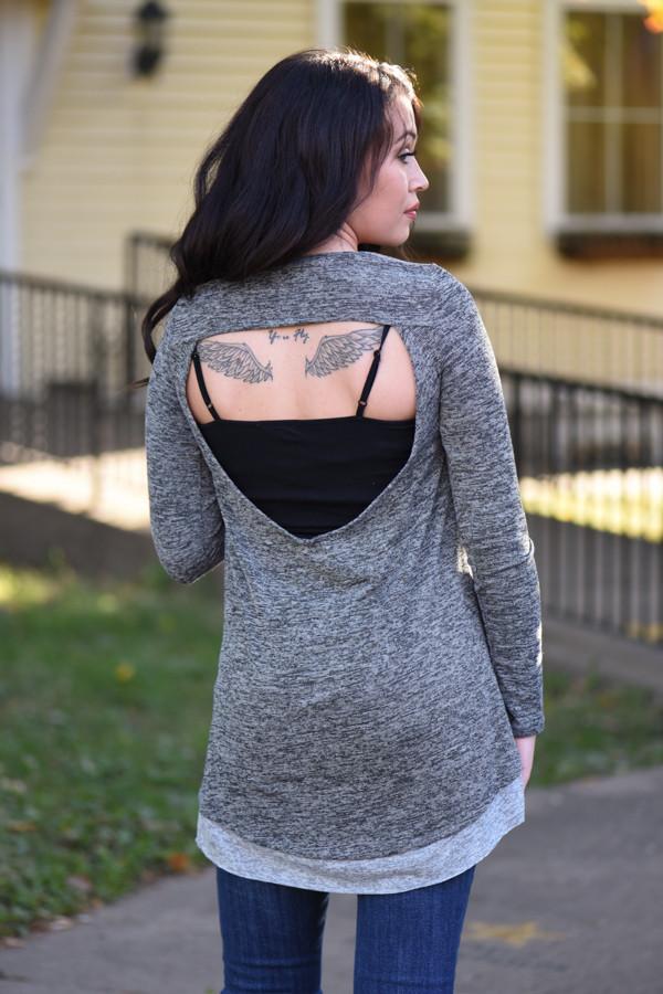 Grey Cut-Out Top