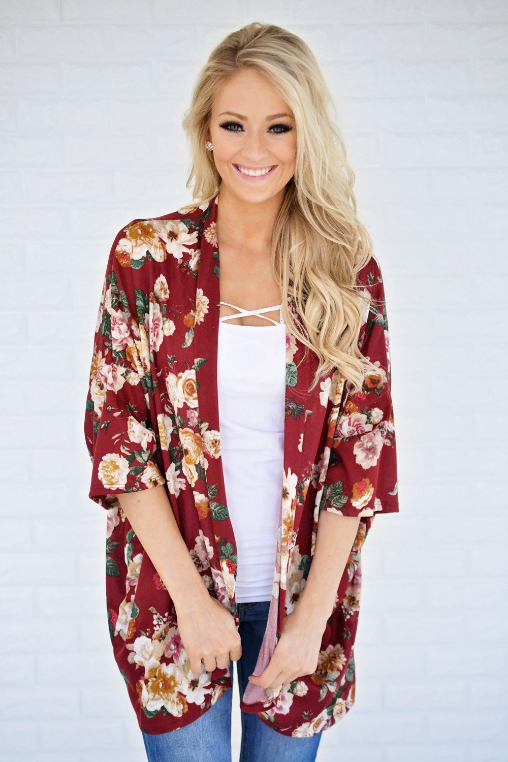 Find My Way Floral Cardigan - Burgundy