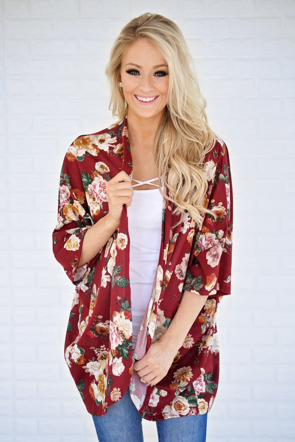 Find My Way Floral Cardigan - Burgundy