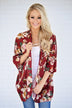 Find My Way Floral Cardigan - Burgundy