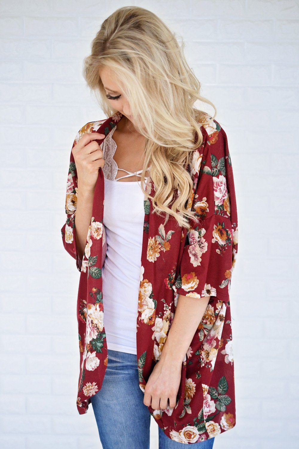 Find My Way Floral Cardigan - Burgundy