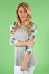 Mint Floral and Grey 3/4 Sleeve Top