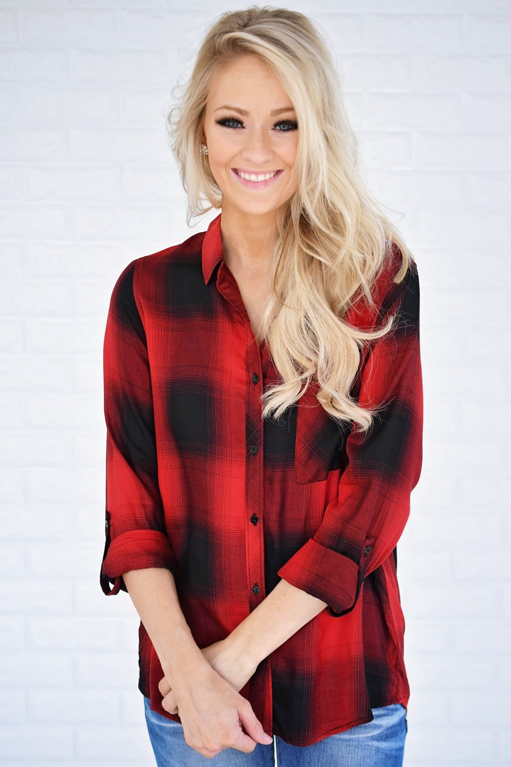 Buffalo Plaid Button Up Top