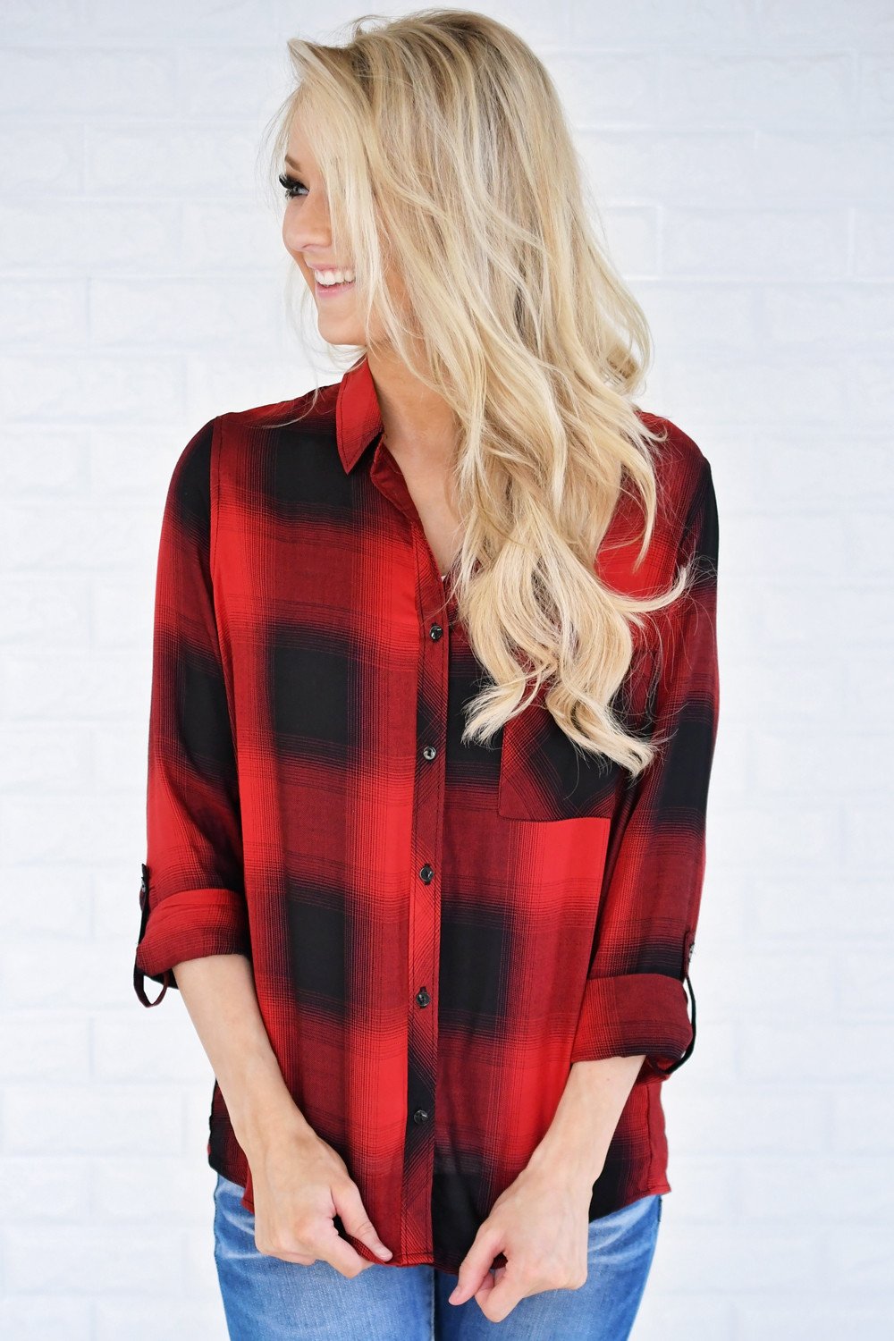 Buffalo Plaid Button Up Top