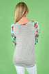 Mint Floral and Grey 3/4 Sleeve Top