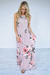 Cherished Love Mauve Floral Maxi Dress
