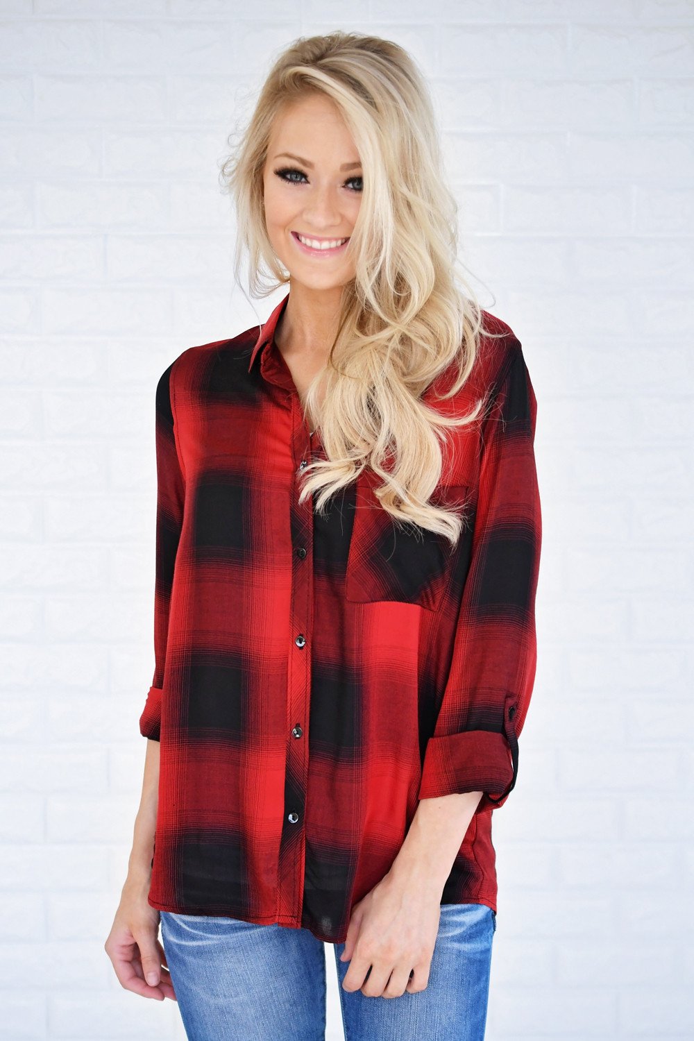 Buffalo Plaid Button Up Top