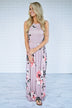 Cherished Love Mauve Floral Maxi Dress