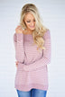 Pleased To Meet You Mauve Striped Top