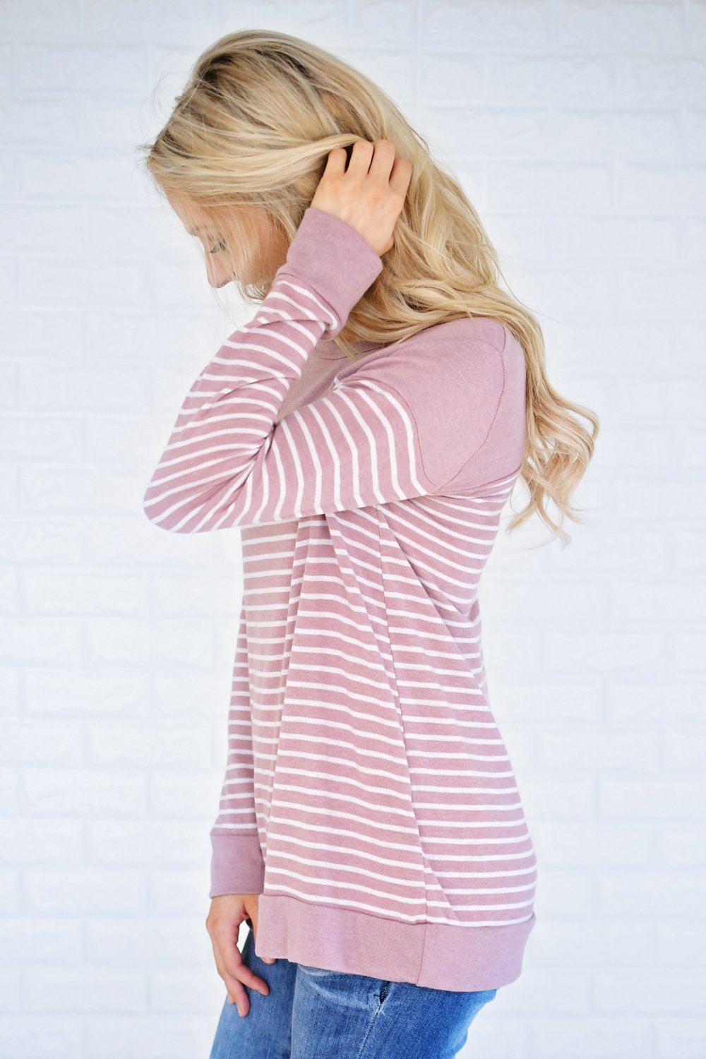 Pleased To Meet You Mauve Striped Top