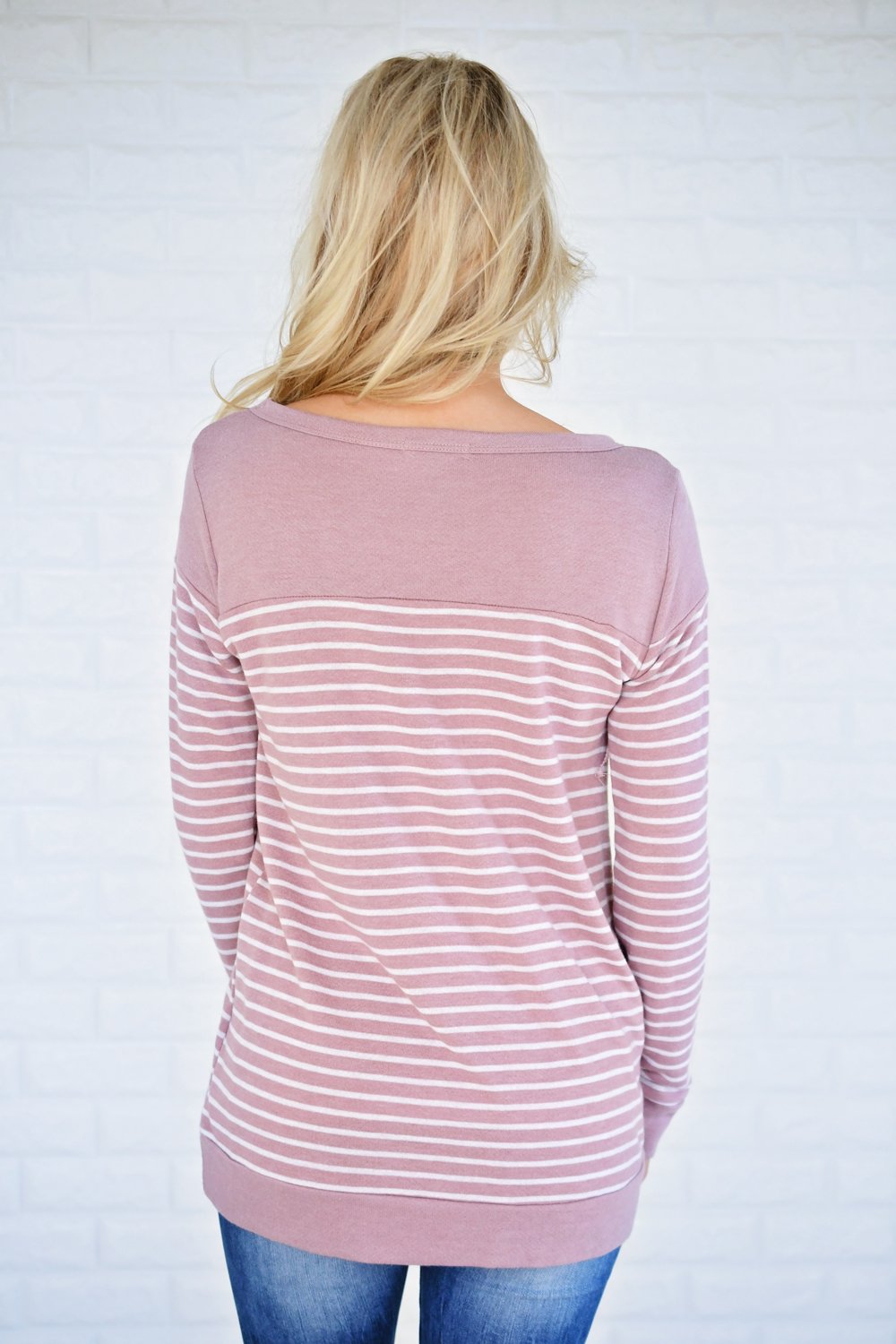 Pleased To Meet You Mauve Striped Top