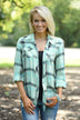 Traditional Black & Mint Flannel Top