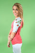 Watermelon Floral Sleeve Top