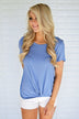 Solid Blue Knot Top
