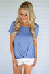 Solid Blue Knot Top