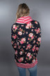 Pink Striped Cowl Neck Top