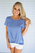 Solid Blue Knot Top