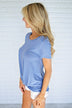 Solid Blue Knot Top