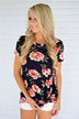 Everyday Beauty Floral Top ~ Navy