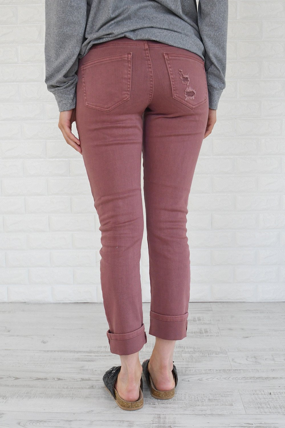 Calypso Jeans - The Boyfriend Effect Faded Maroon