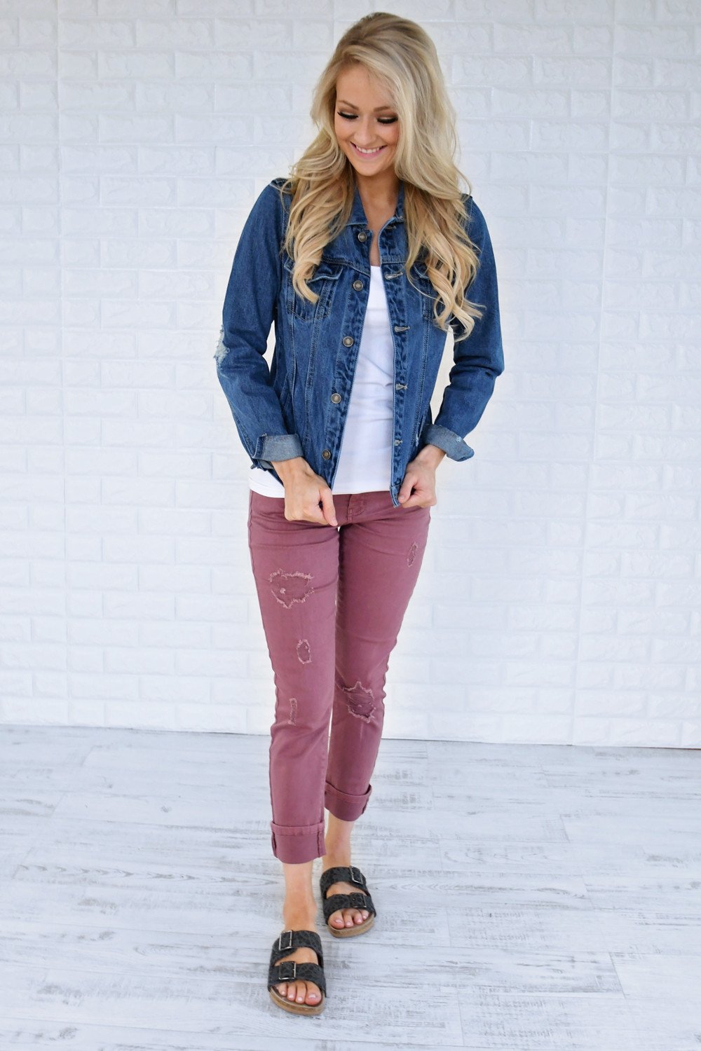 Distressed Medium Wash Denim Jacket