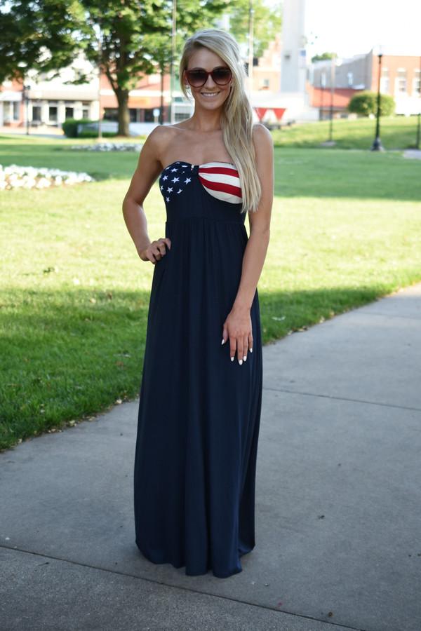 Land of the Free Strapless Maxi Dress