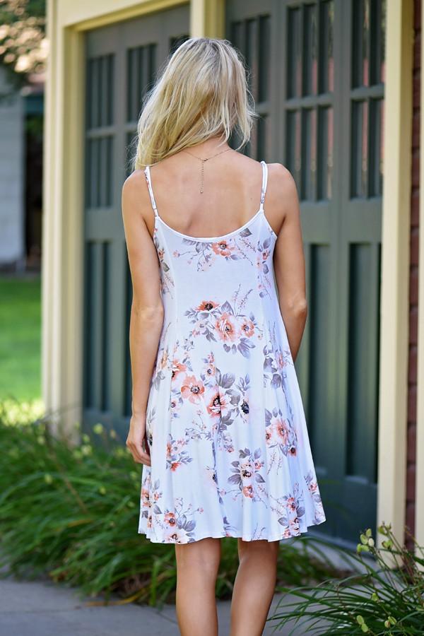 Fall Floral Mid Length Dress