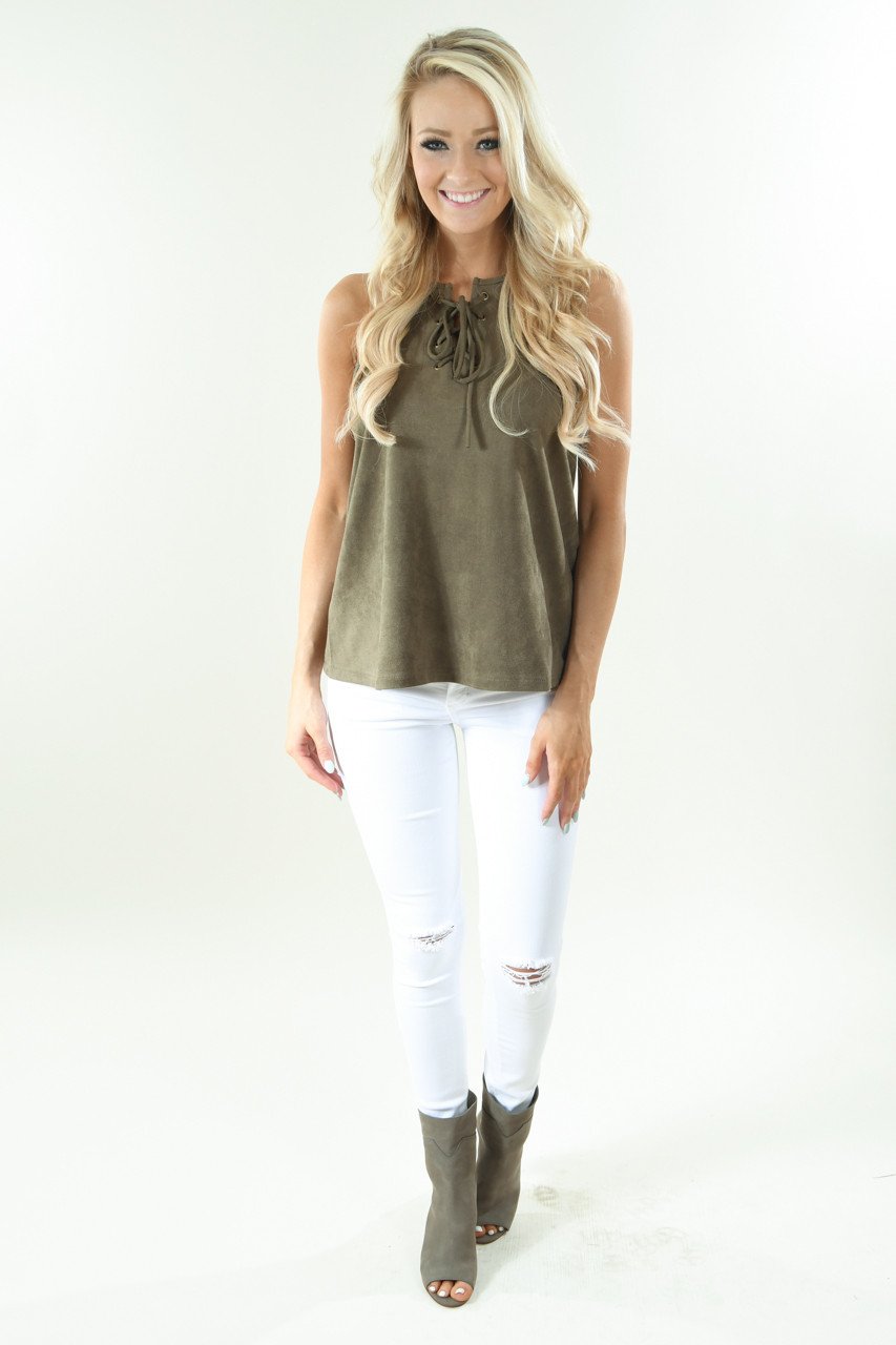 Per-Suede Me Tank - Olive