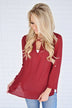 Burgundy Criss Cross Blouse